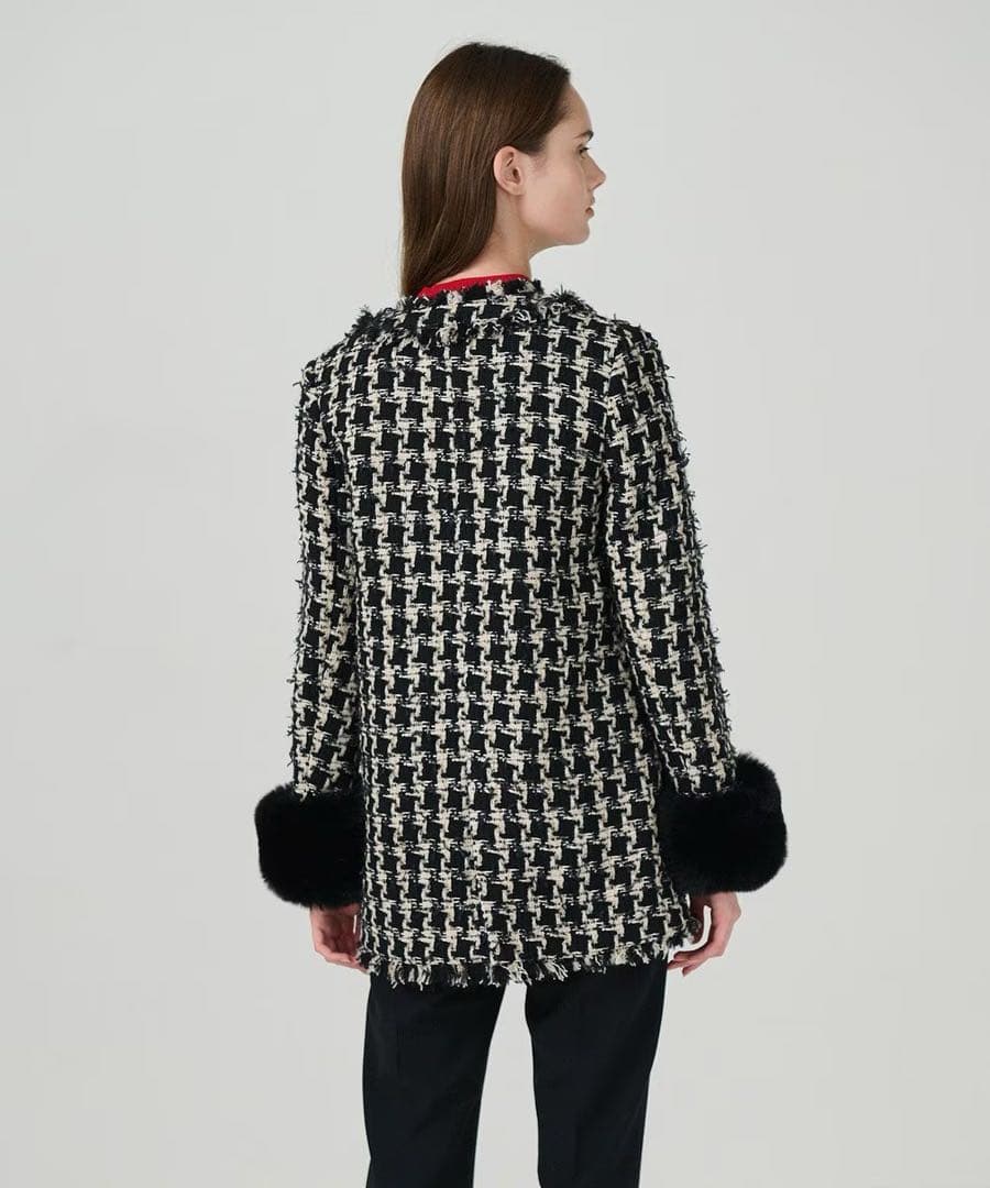 【美品】GRACECONTINENTAL ツイードファーコート　ラメ