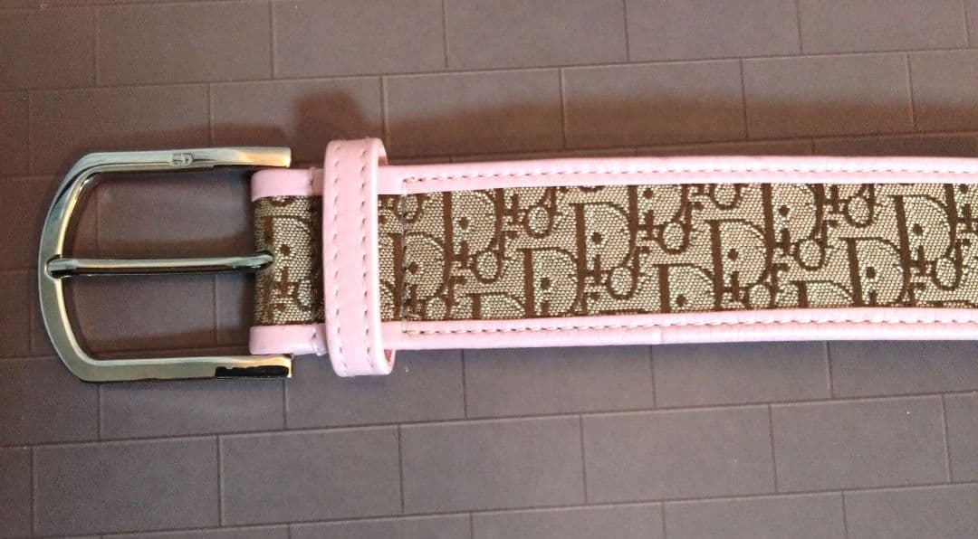 Dior ロゴパターン ベルト ピンク/ブラウン