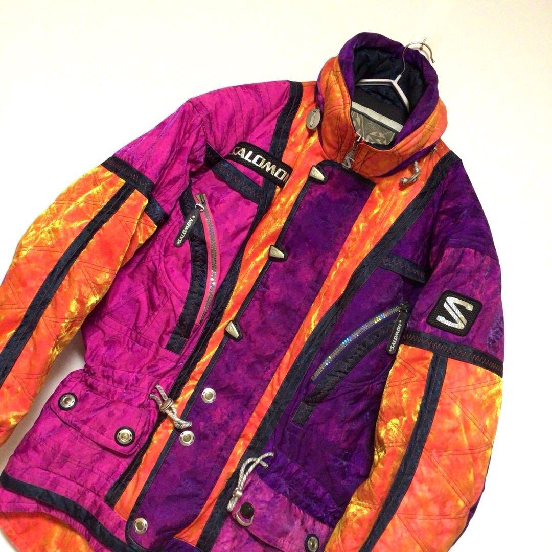 90s SALOMON スキーウェア 大きめLL サイズ セットアップy2k総柄