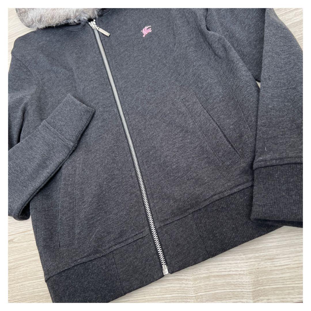 【美品】バーバリーブラックレーベル　ラビットファー　パーカー　グレー