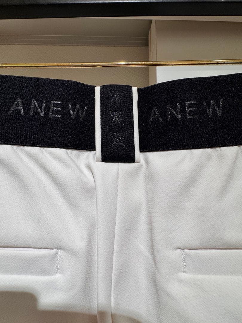 美USED ANEW GOLF メンズ 刺繍ロゴライン ホワイトパンツ アニュー