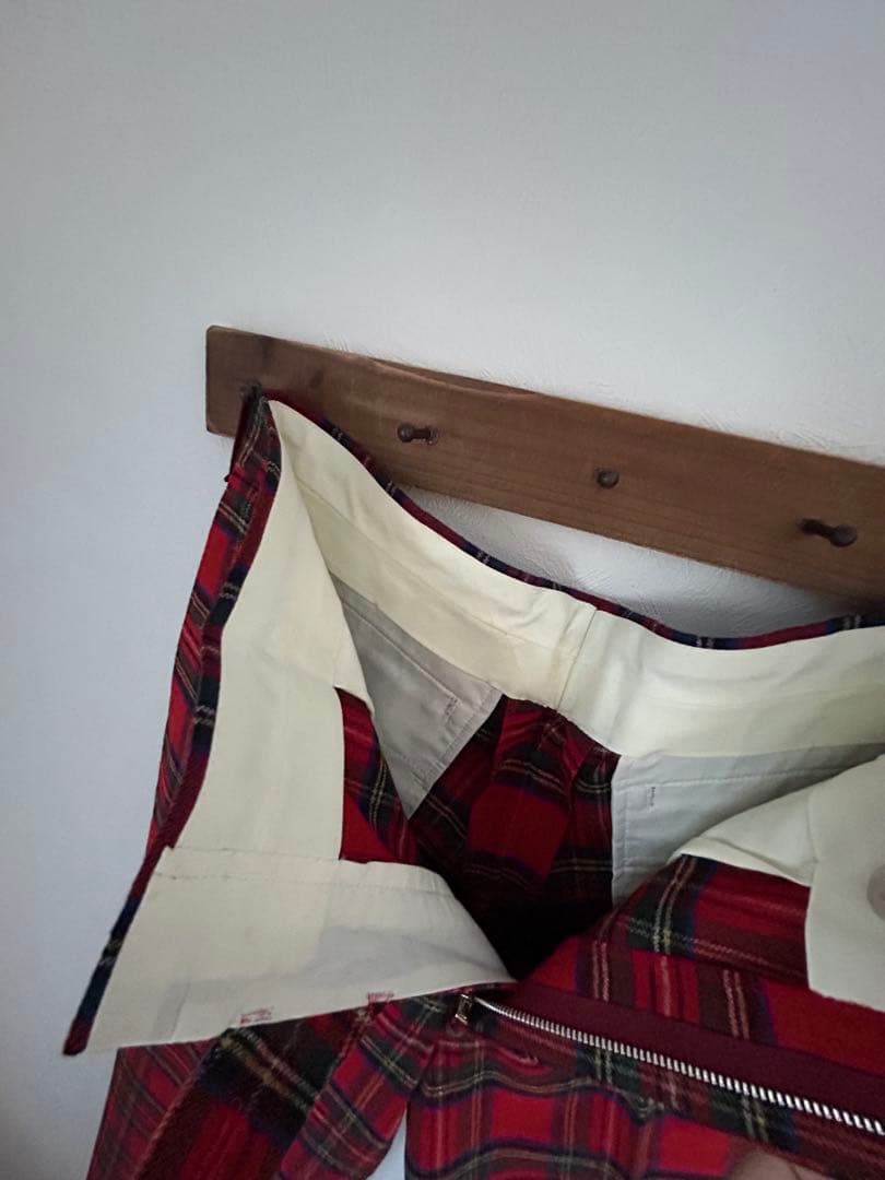 新品未使用　VAN ヴィンテージ　ウール赤タータンチェックパンツLサイズ（82）