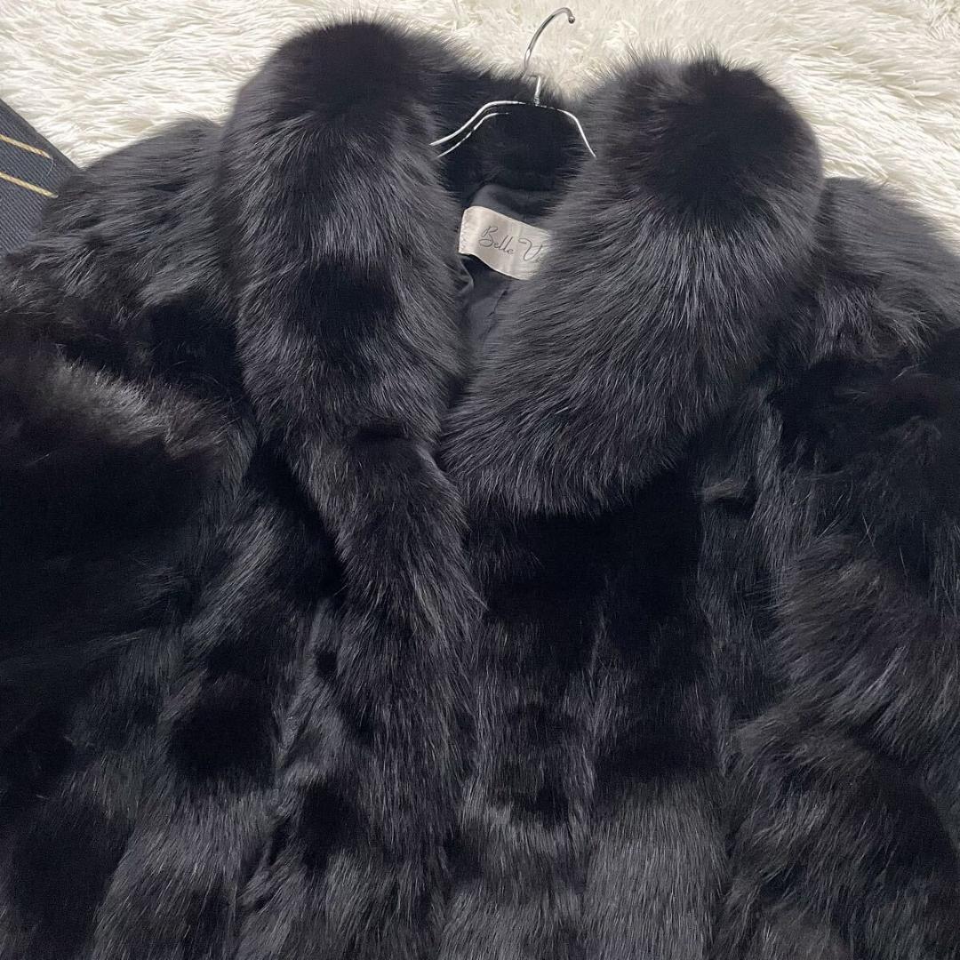 肉厚◎/総丈84 ロイヤル サガフォックス ファーコート リアルファー 毛皮 L