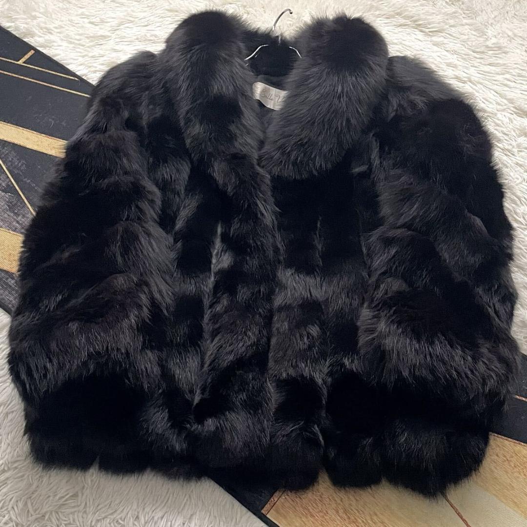 肉厚◎/総丈84 ロイヤル サガフォックス ファーコート リアルファー 毛皮 L