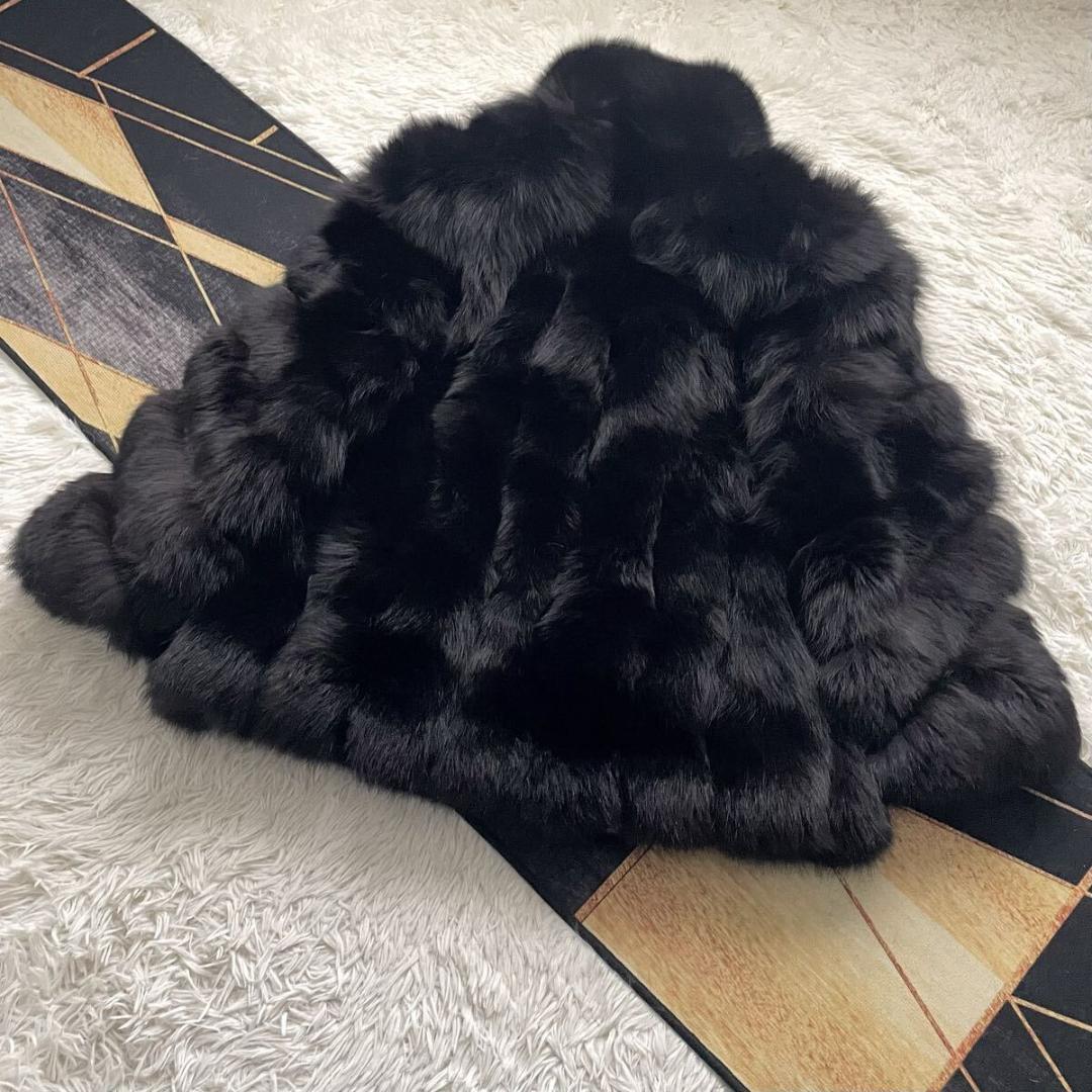 肉厚◎/総丈84 ロイヤル サガフォックス ファーコート リアルファー 毛皮 L