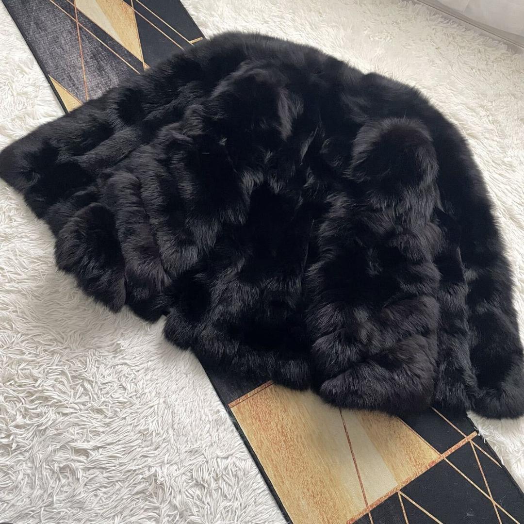 肉厚◎/総丈84 ロイヤル サガフォックス ファーコート リアルファー 毛皮 L