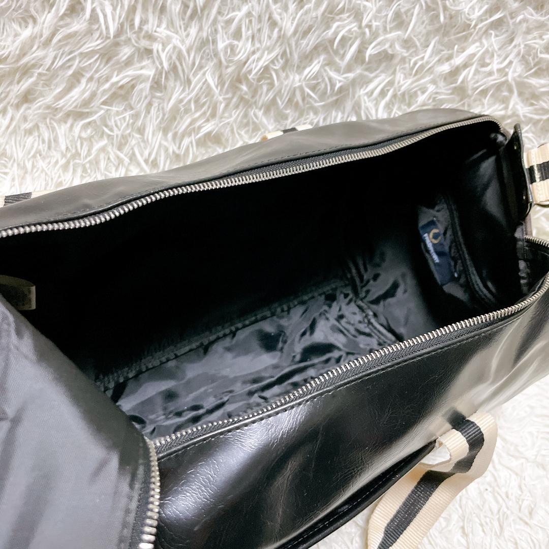 FRED PERRY 2way ドラムバッグ ボストン 大容量 PVC ブラック