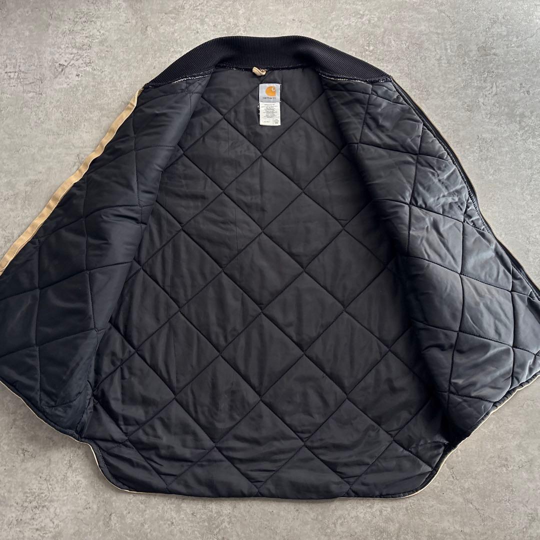 00's■USA製■carhartt【XL】ダックベスト 腰ゴム ベージュ