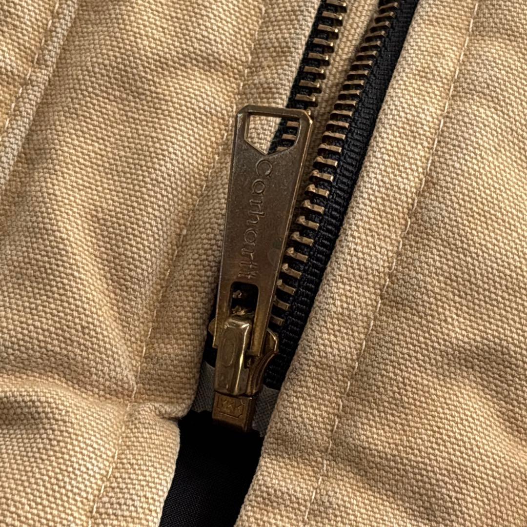 00's■USA製■carhartt【XL】ダックベスト 腰ゴム ベージュ