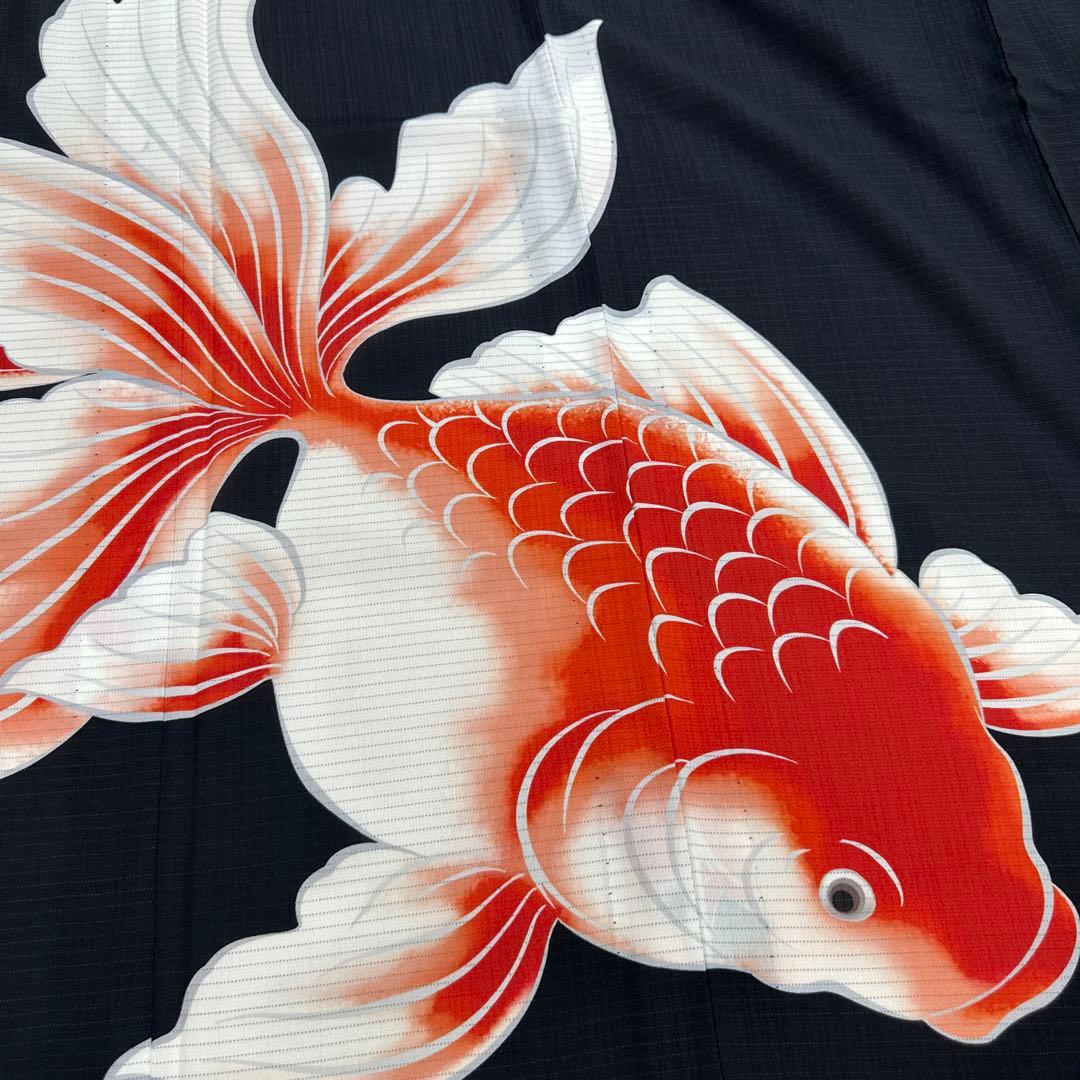 撫松庵 金魚 薄物 絽 黒地　セオアルファ　浴衣