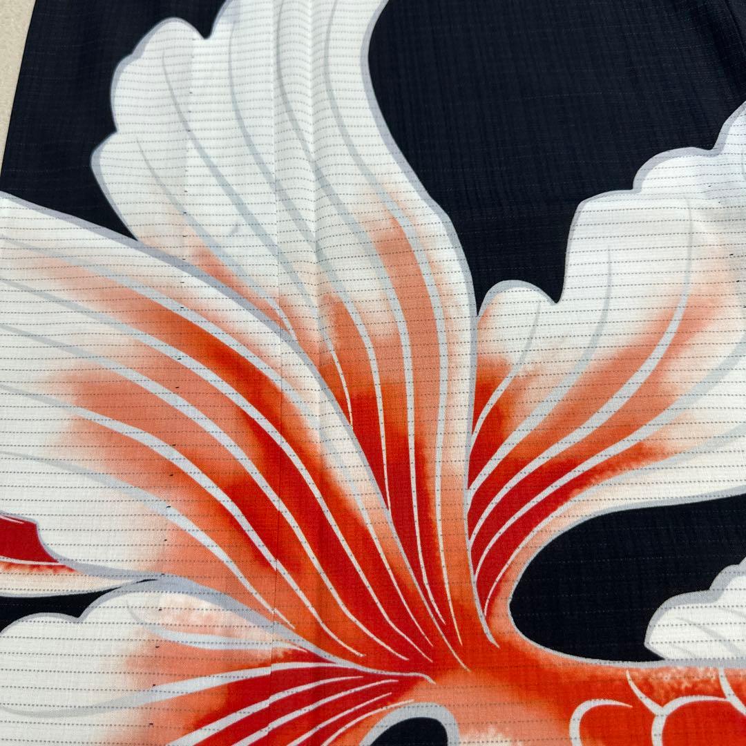 撫松庵 金魚 薄物 絽 黒地　セオアルファ　浴衣