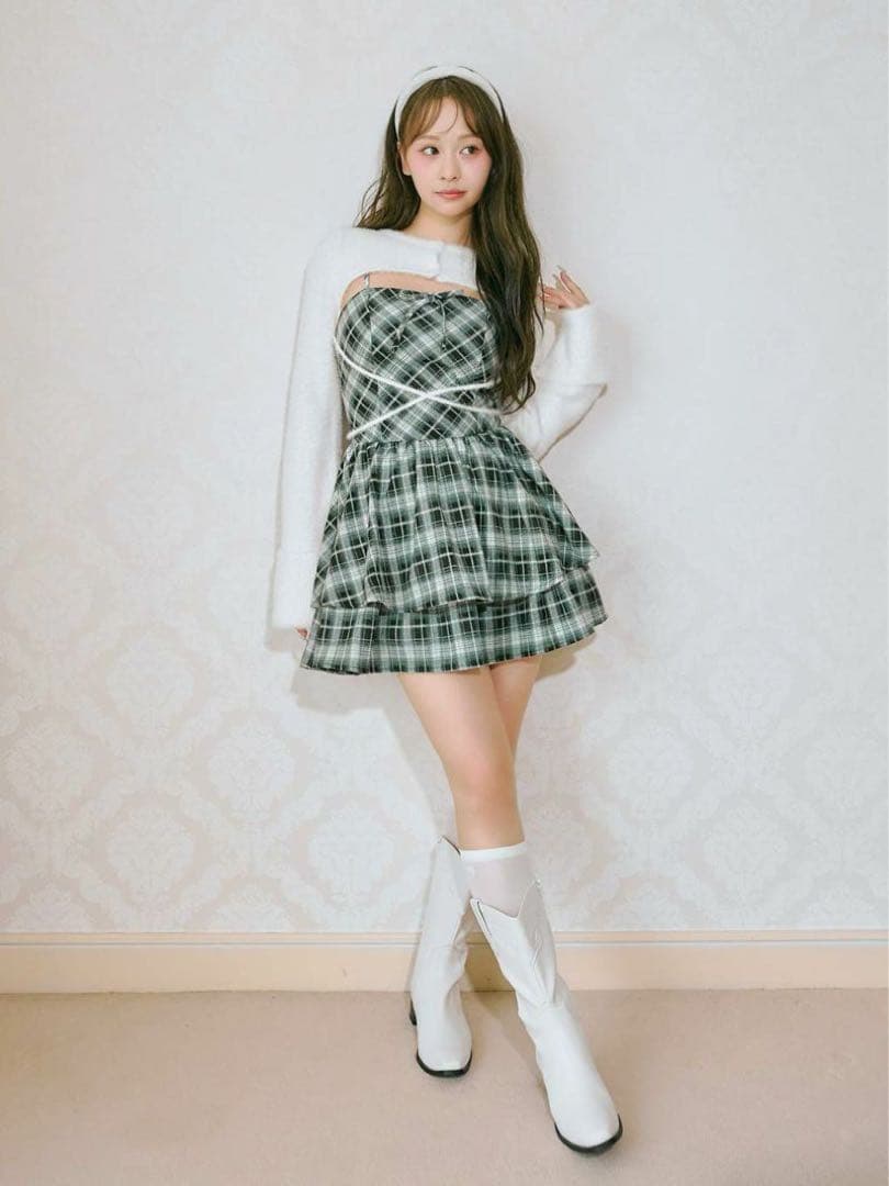 BUBBLES オープンネックギャザーワンピース ブラック Sサイズ