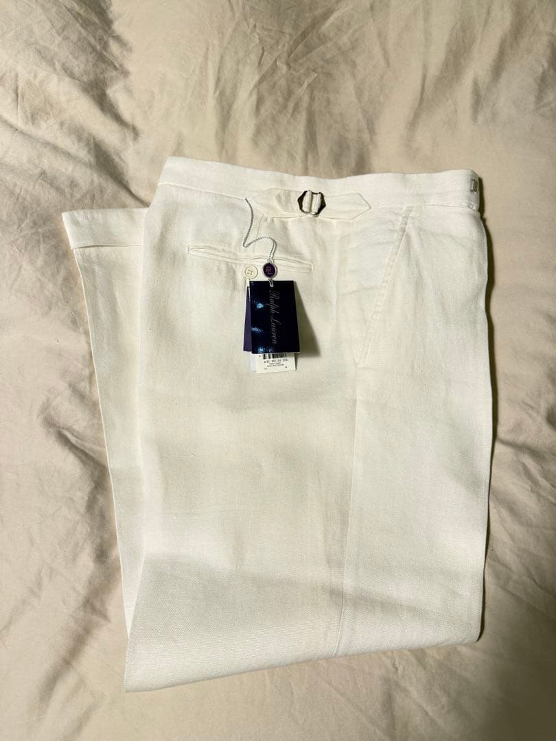 ラルフローレンパープルレーベル Gregory リネンスラックス 白 W30