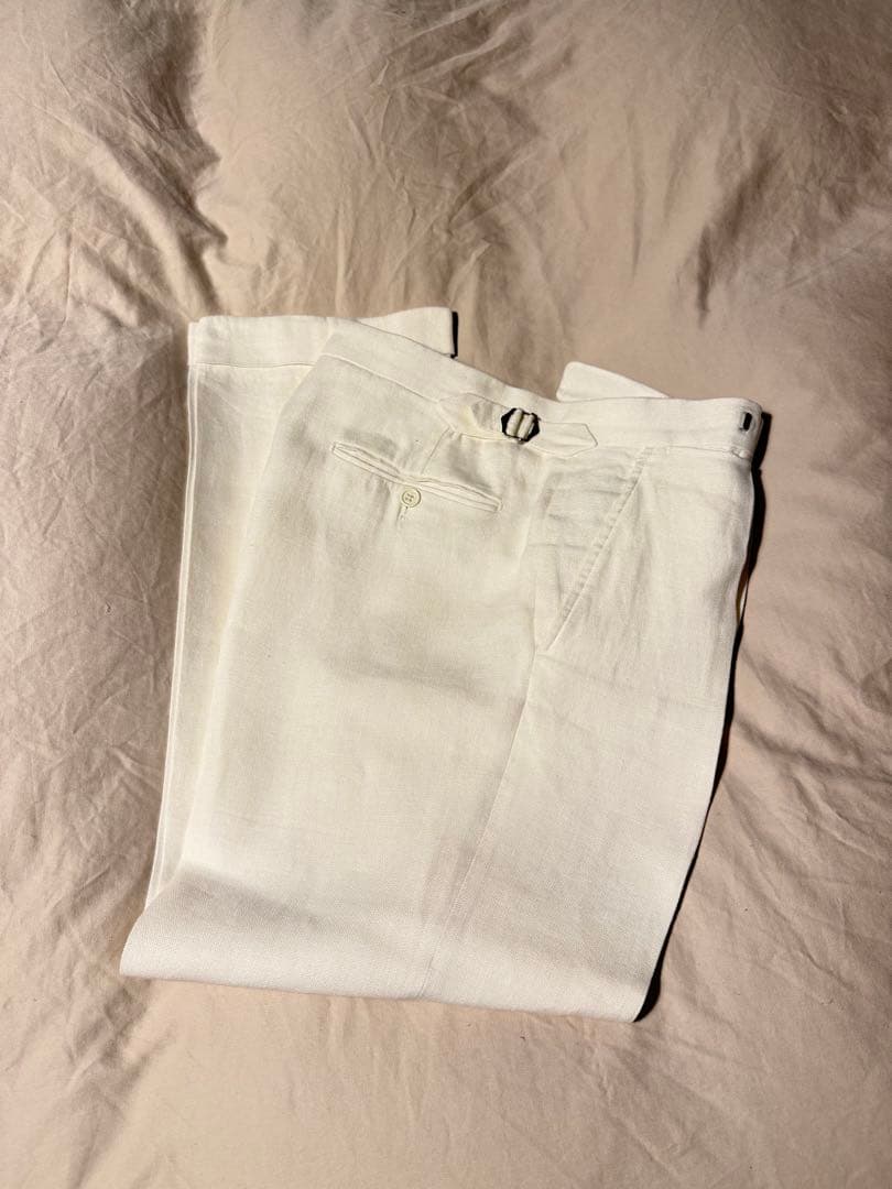 ラルフローレンパープルレーベル Gregory リネンスラックス 白 W30