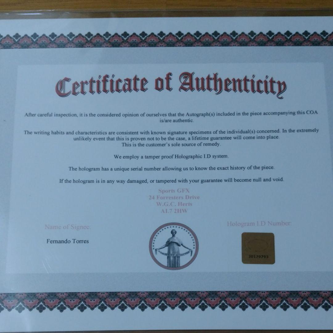 フェルナンド・トーレス直筆サイン入りフォト証明書付