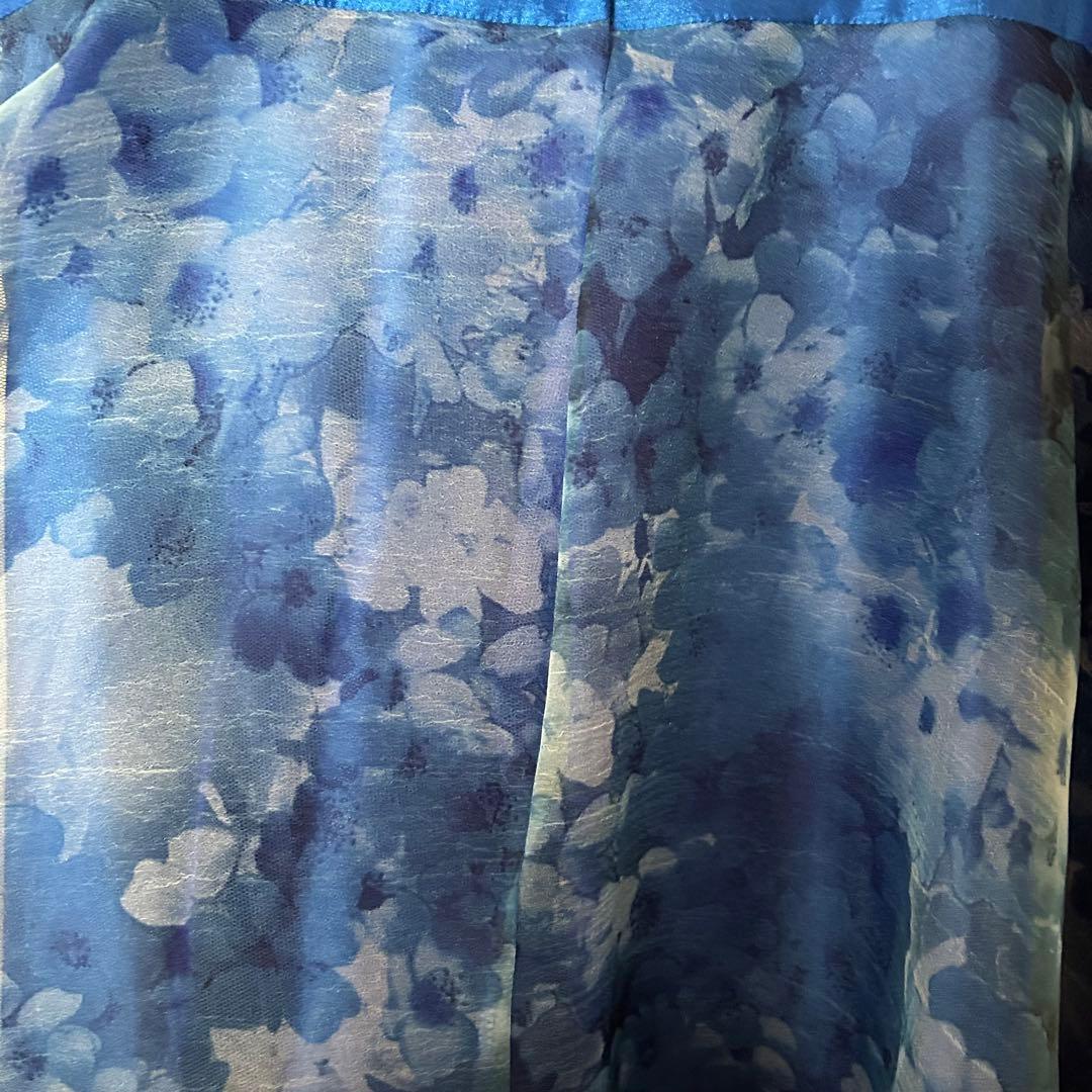 ゆめりすと 子供用ドレス ブルー 花模様 演奏会 発表会 シンプル