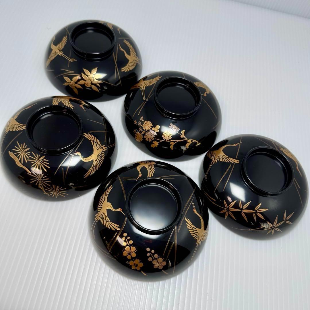 新品 輪島塗 人間国宝 大場松魚 寺井直次 蒔絵麗沢 吉祥文 10客 共箱