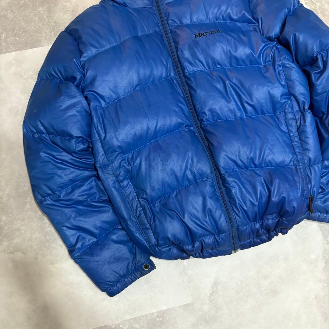 【大人気‼️】Marmot ダウンジャケット フード付き 青 ブルー Mサイズ
