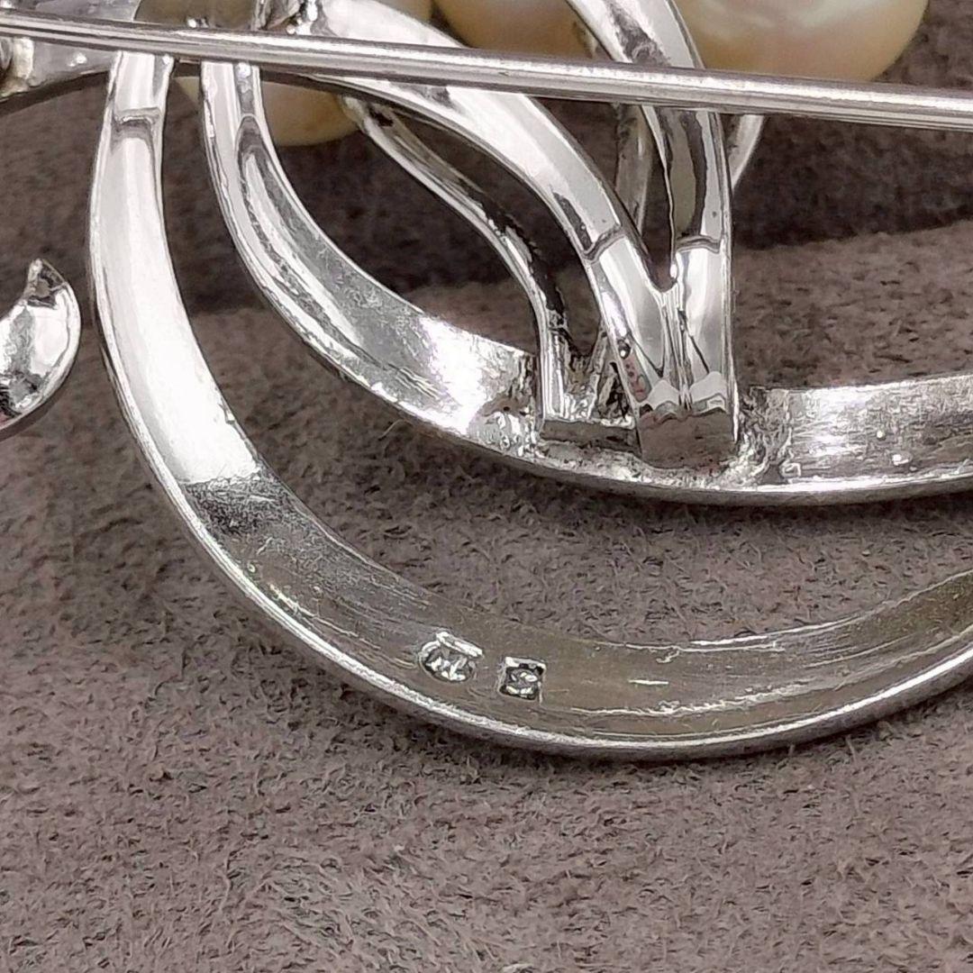 919 MIKIMOTO 真珠付 シルバー ブローチ 刻印あり 店舗にて洗浄済