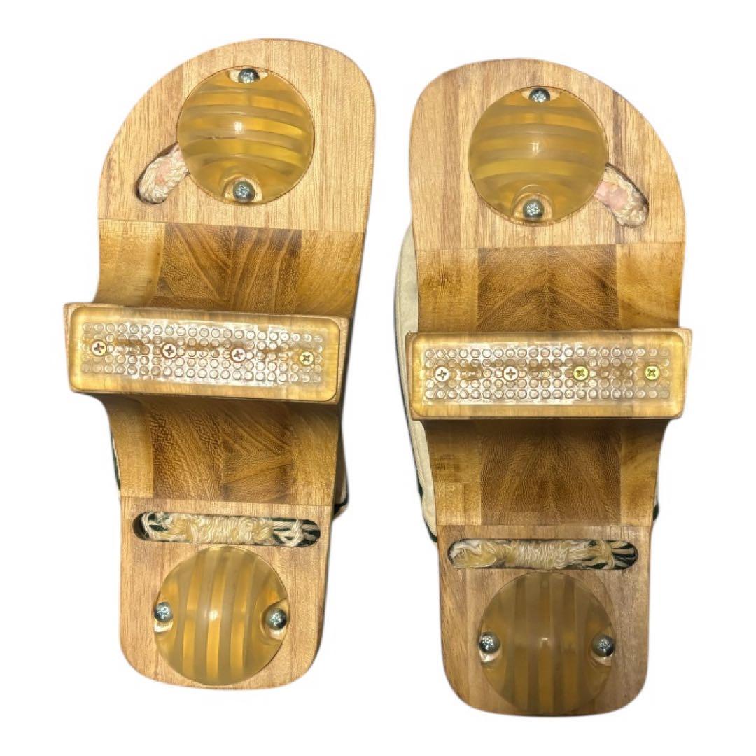 あしゆびひろ下駄 LOUVREDO ストライプ鼻緒 滑り止め付き　M レディース