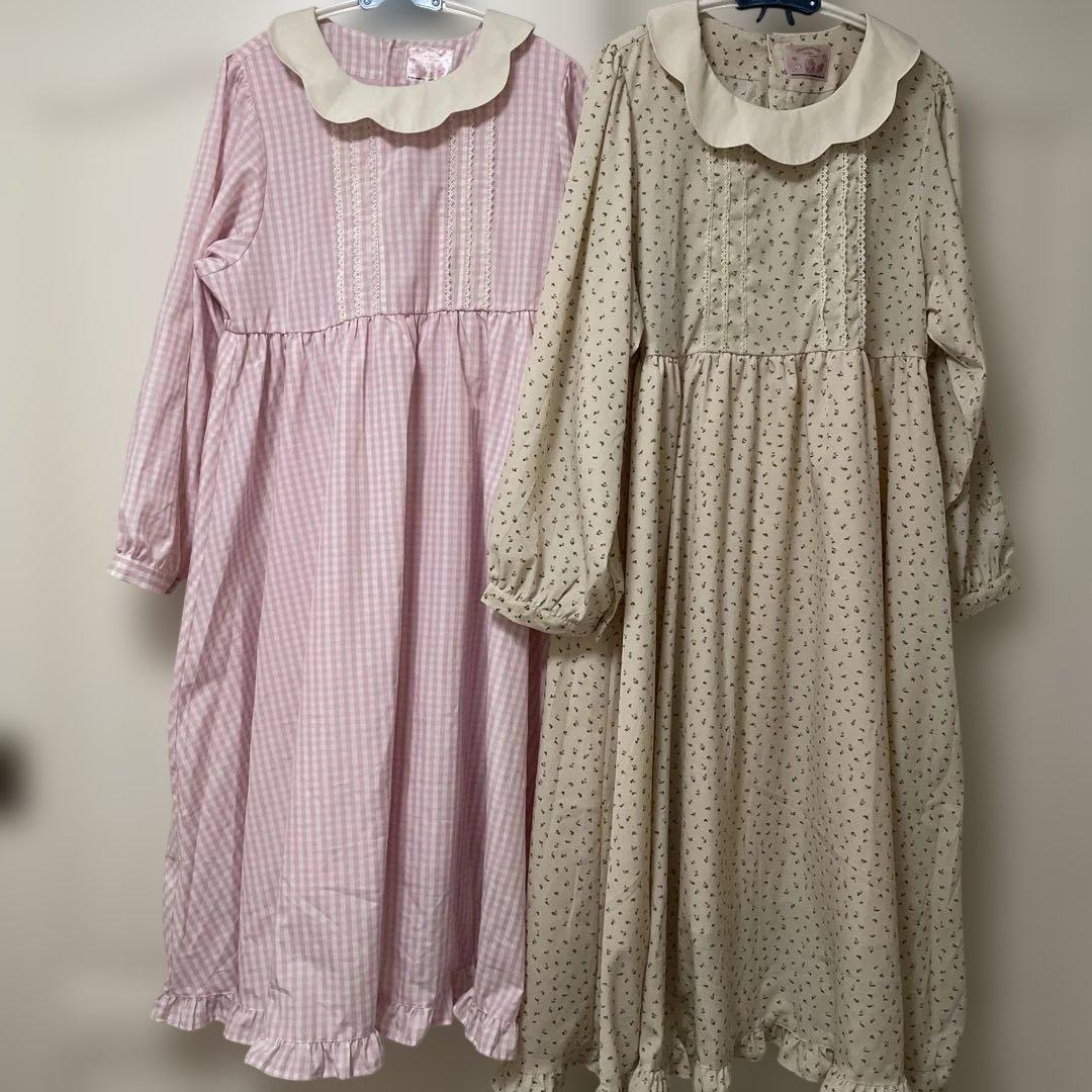 【2点セット】しまむらコラボ　青木美沙子×サンリオ　マロンクリーム　ワンピース