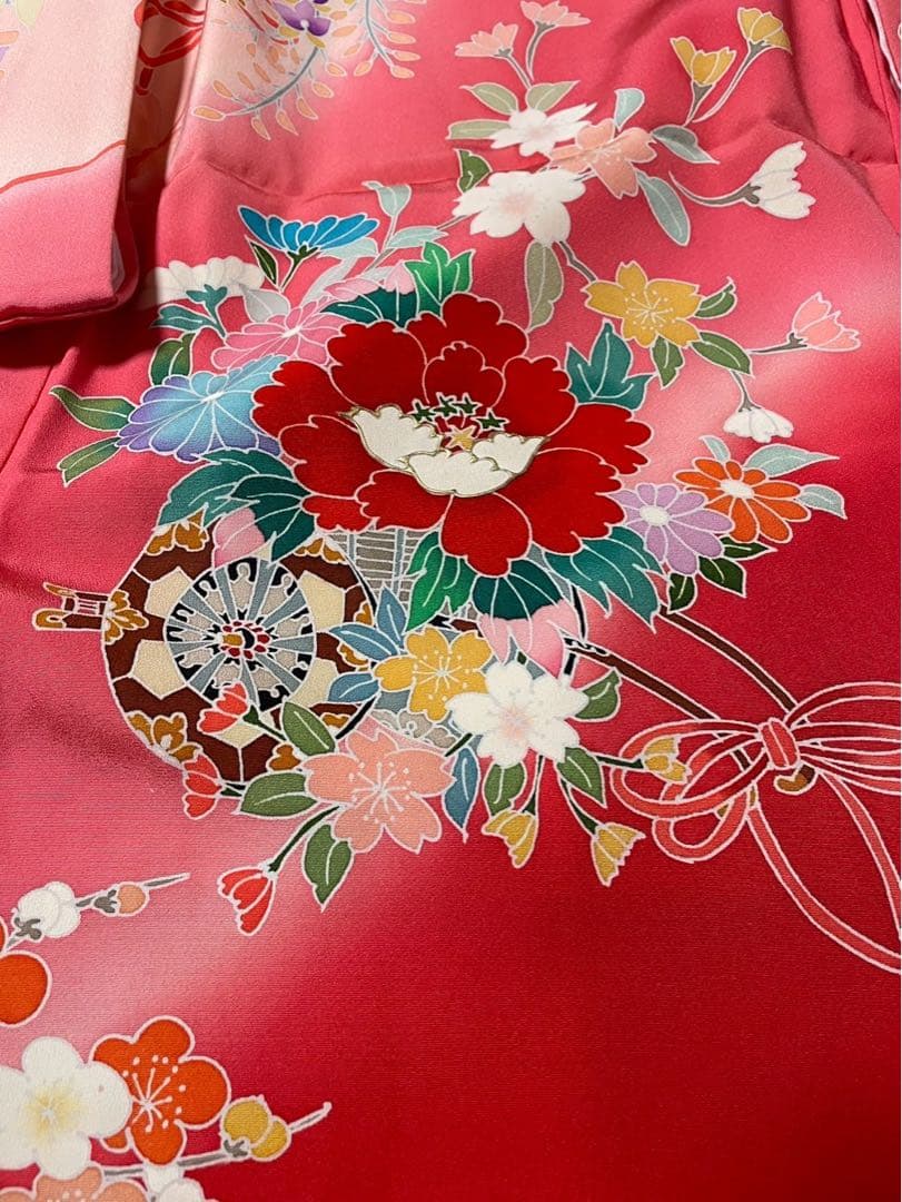 産着　お宮参り　長襦袢付き　正絹　ぼかし　女の子　半襟付き　金彩　辻ヶ花　未使用