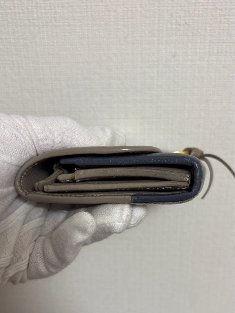 Chloé クロエ バイカラー レザー フラップ長財布 美品