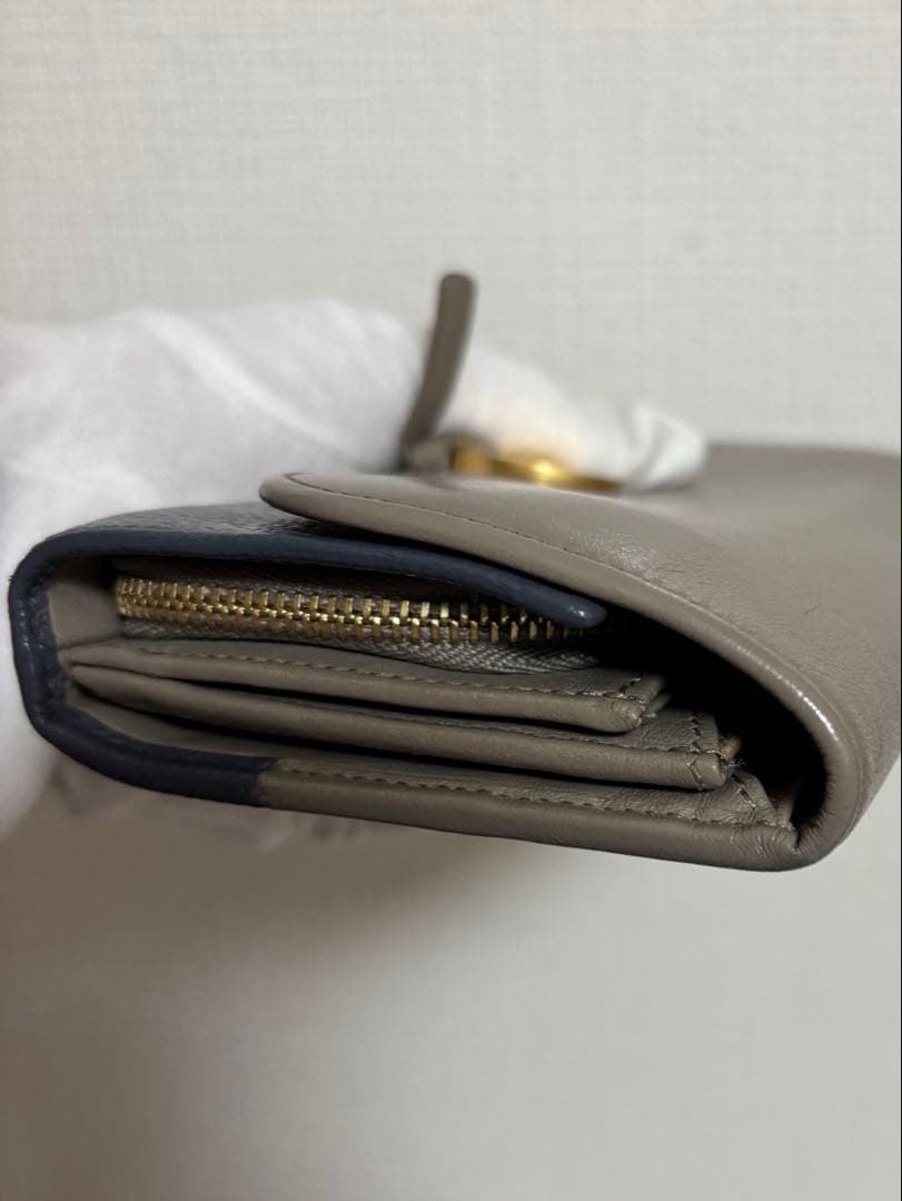 Chloé クロエ バイカラー レザー フラップ長財布 美品