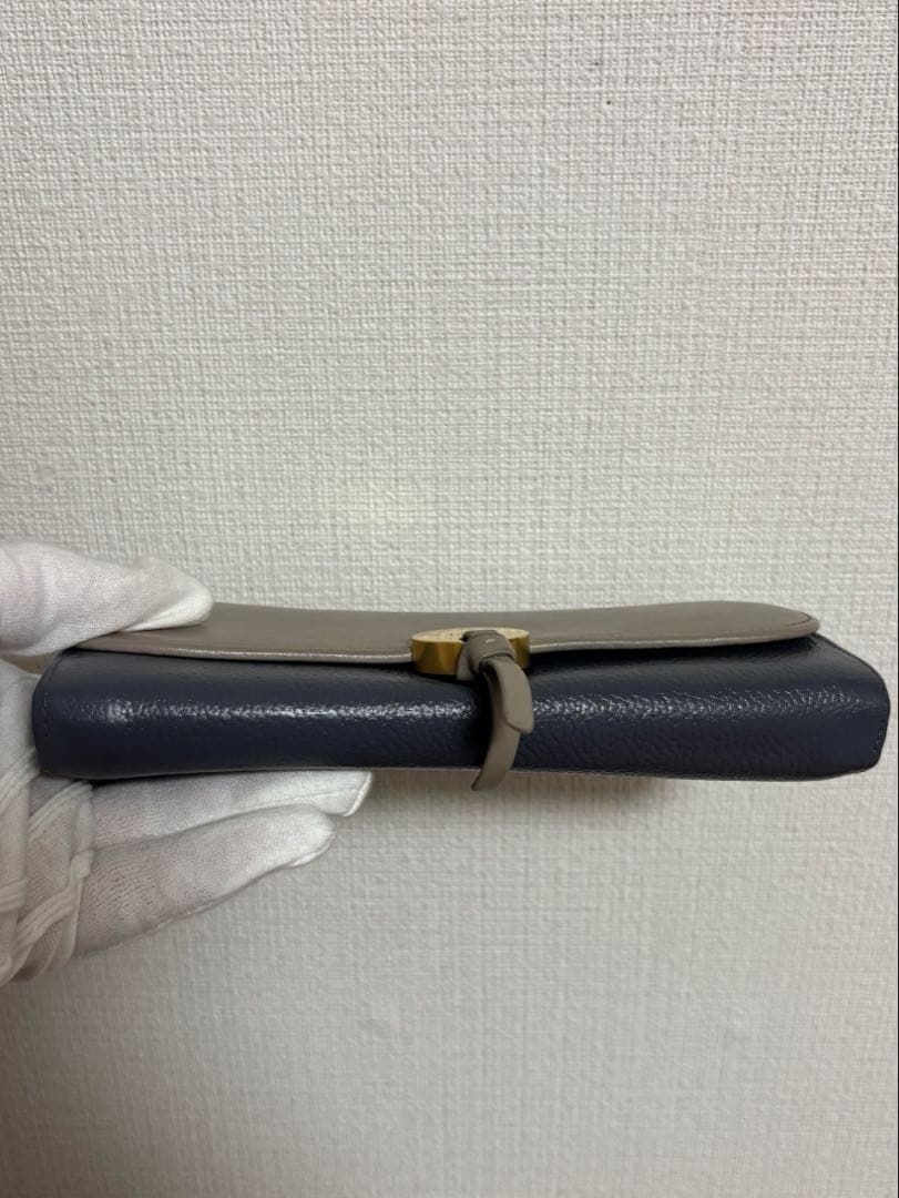 Chloé クロエ バイカラー レザー フラップ長財布 美品