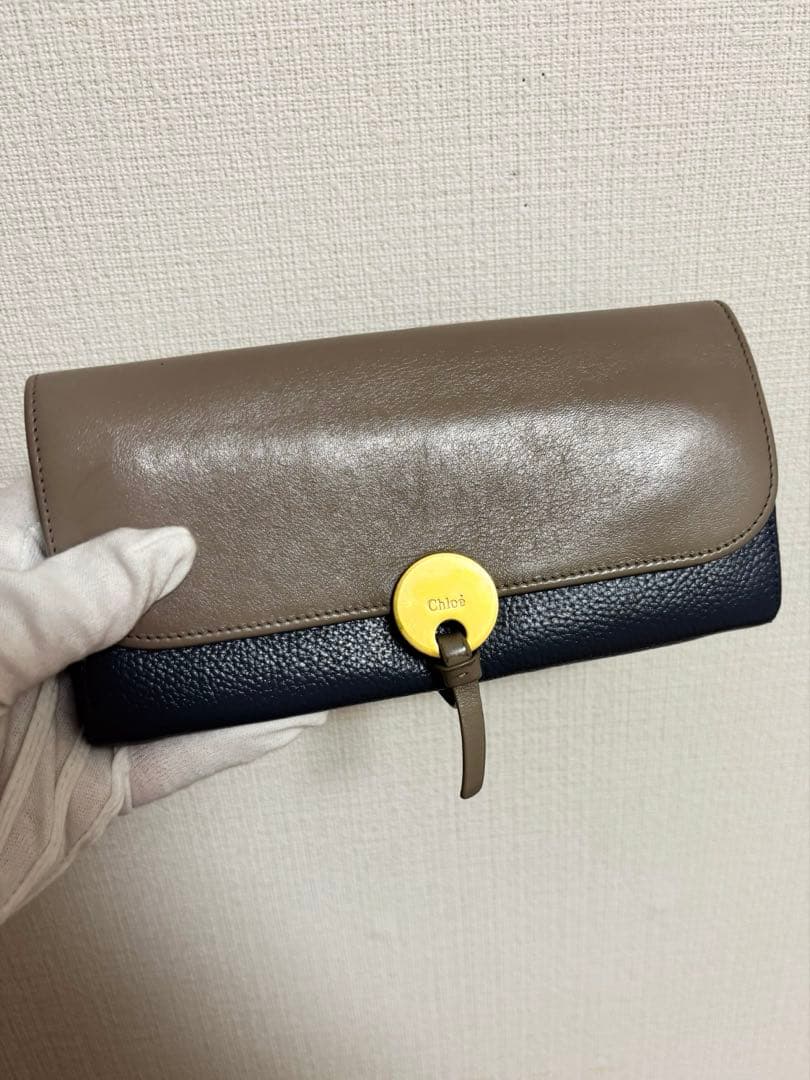 Chloé クロエ バイカラー レザー フラップ長財布 美品