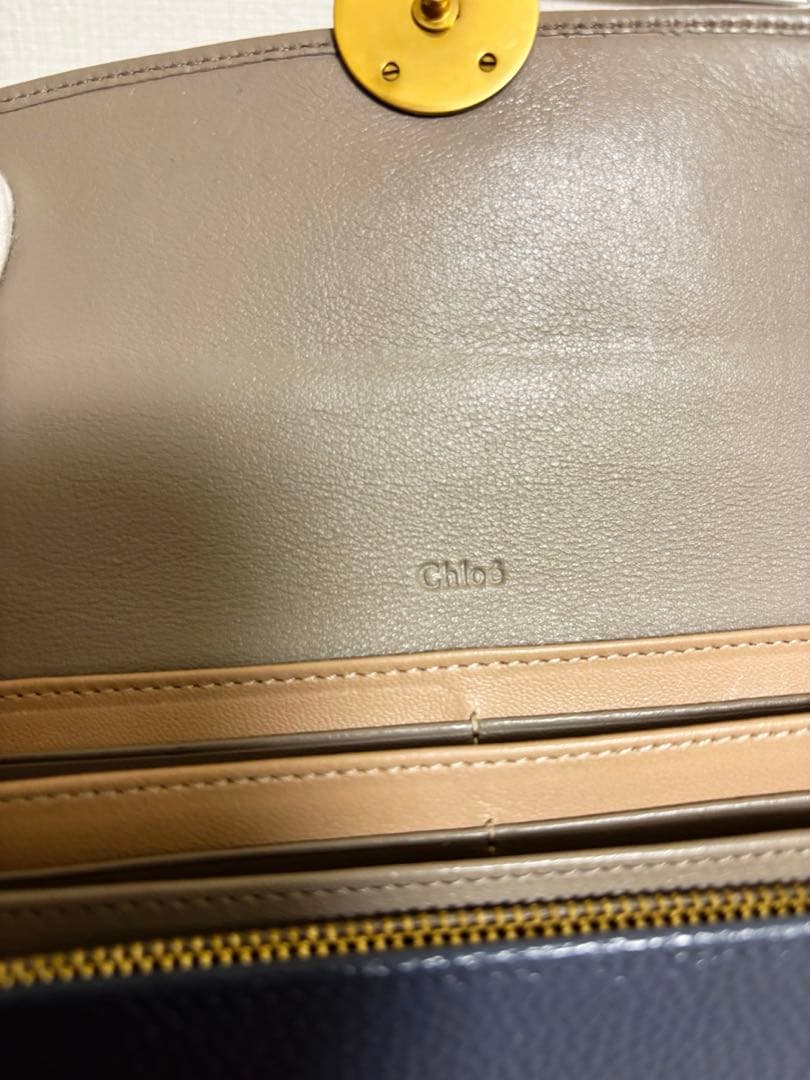 Chloé クロエ バイカラー レザー フラップ長財布 美品