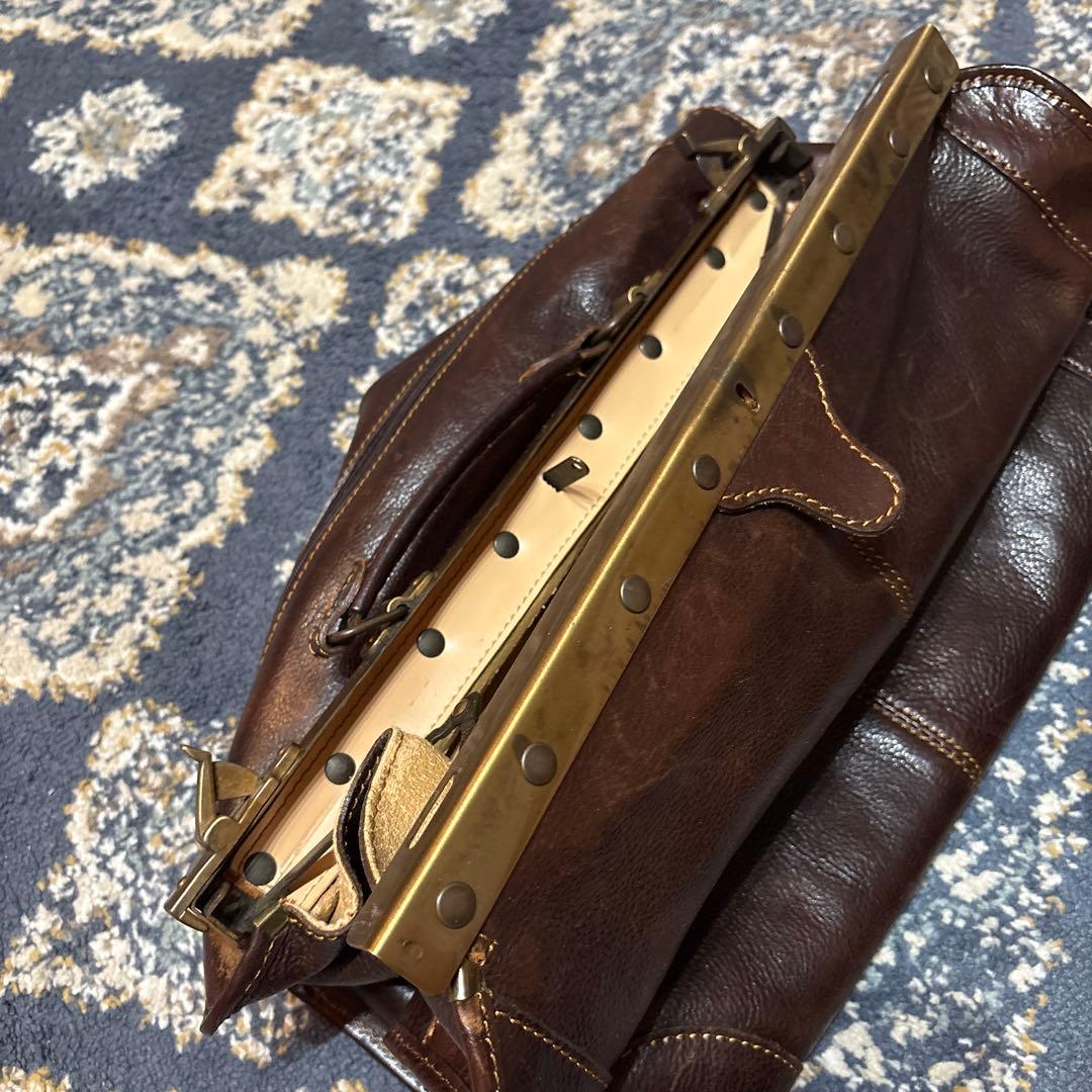 ダークブラウン レザー ボストンバッグ MADE IN ITALY