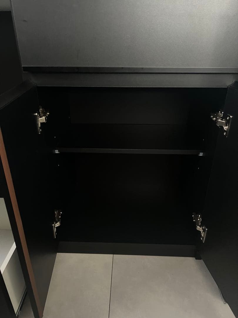 食器棚 レンジ台 キッチンボード ブラック KAGUCOCO