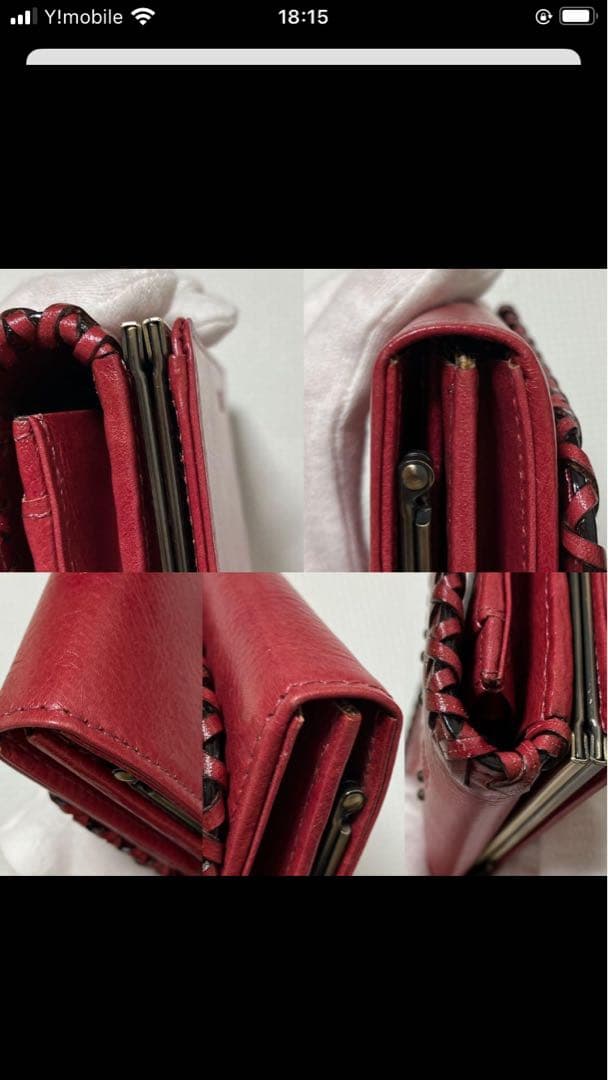 未使用ANNA SUI レザーがま口長財布　バタフライ　エンボス　ローズ　箱付き