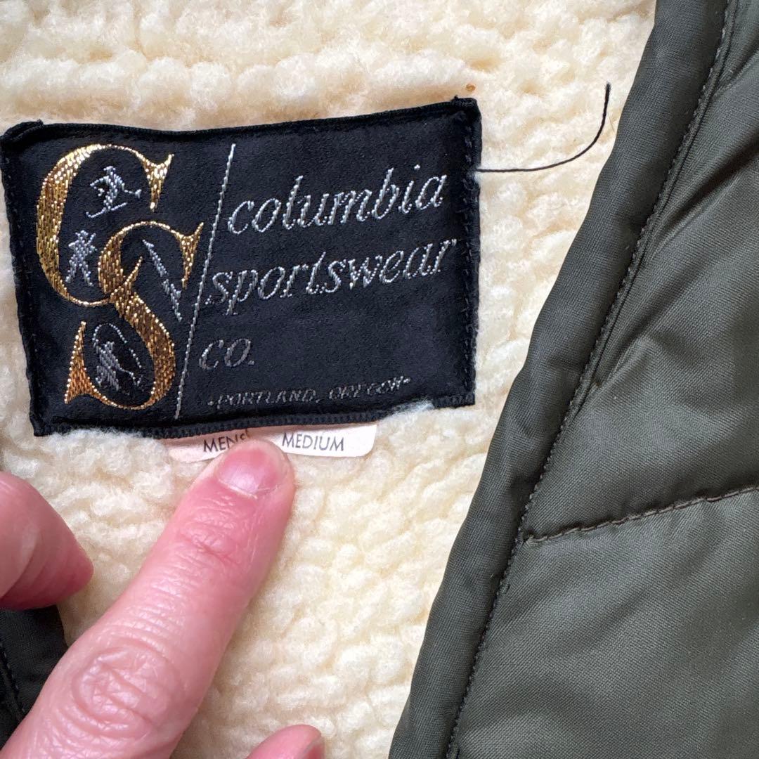 60s70s黒タグコロンビア　キルティングベスト　ボアl.l bean