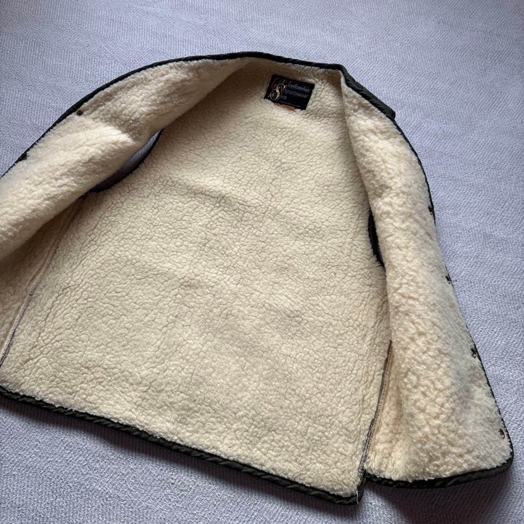 60s70s黒タグコロンビア　キルティングベスト　ボアl.l bean