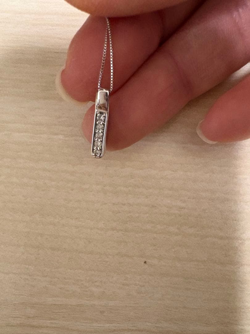 ★K14 イタリア刻印★ストーン付き ネックレス　K14WG刻印