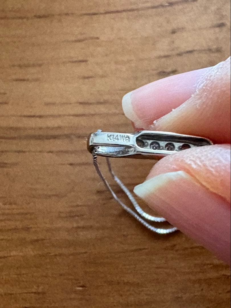 ★K14 イタリア刻印★ストーン付き ネックレス　K14WG刻印