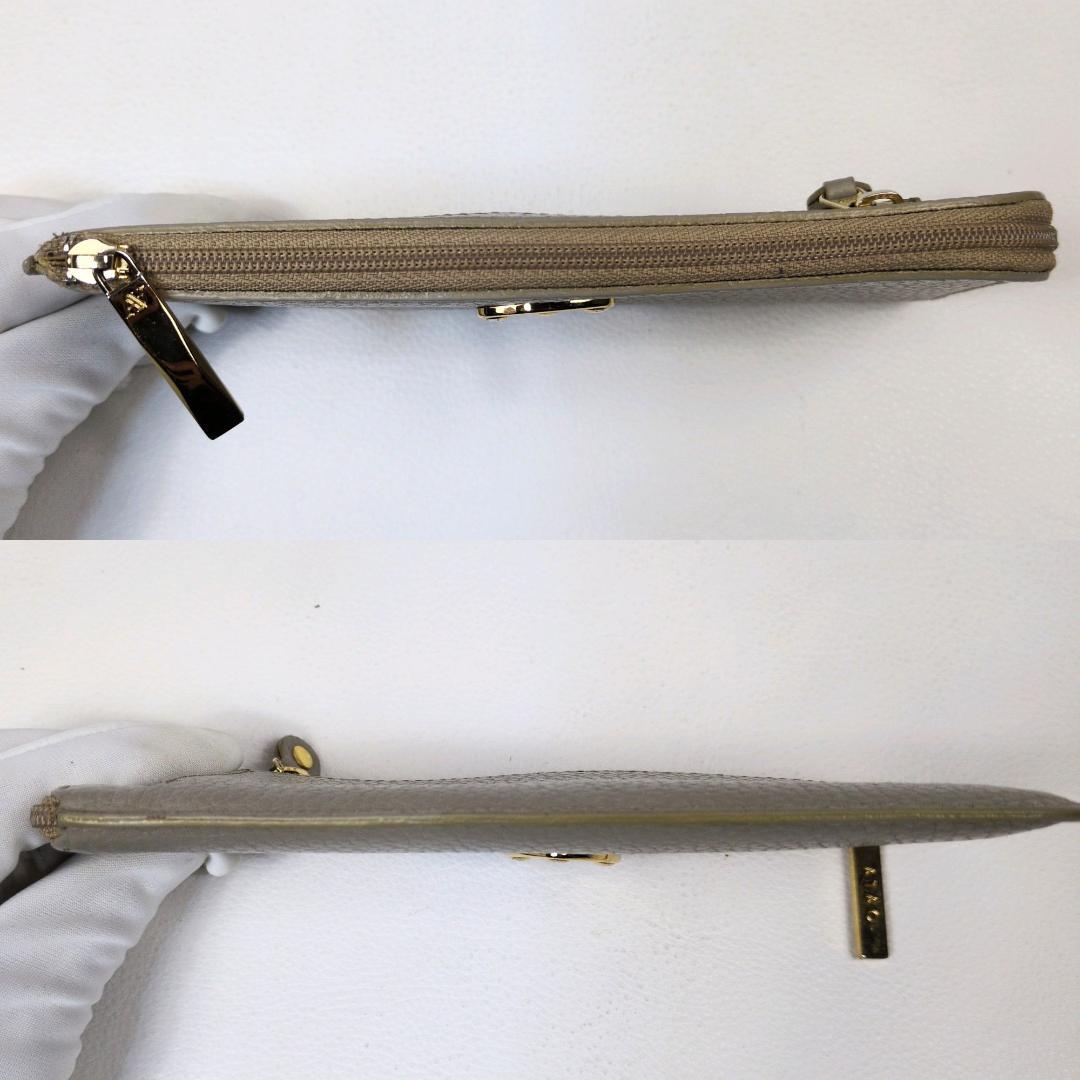ATAO アタオ スリモ ケリー グレージュ 財布 金ロゴ 長財布 シボ