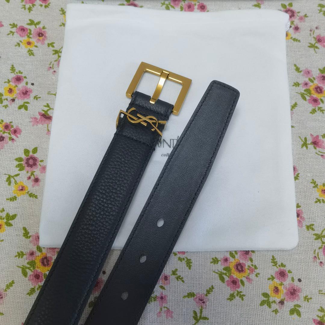 【SAINT LAURENT】YSLモノグラムロゴ レザーベルト 95cm