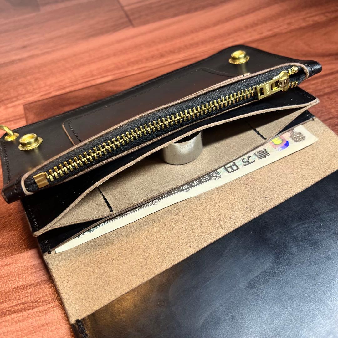ゆう様オーダー品【トラッカーウォレット ロング3層】クロムエクセル ゴールド