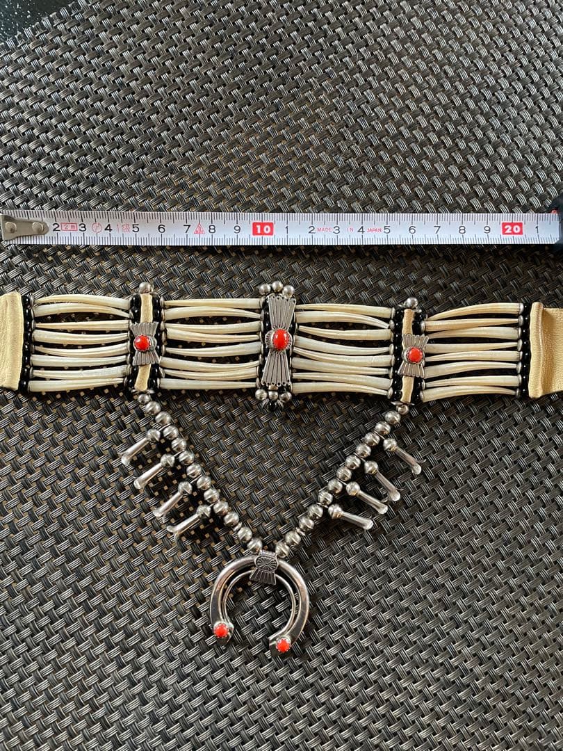 作家物 シルバー925 珊瑚 ボーンチョーカー