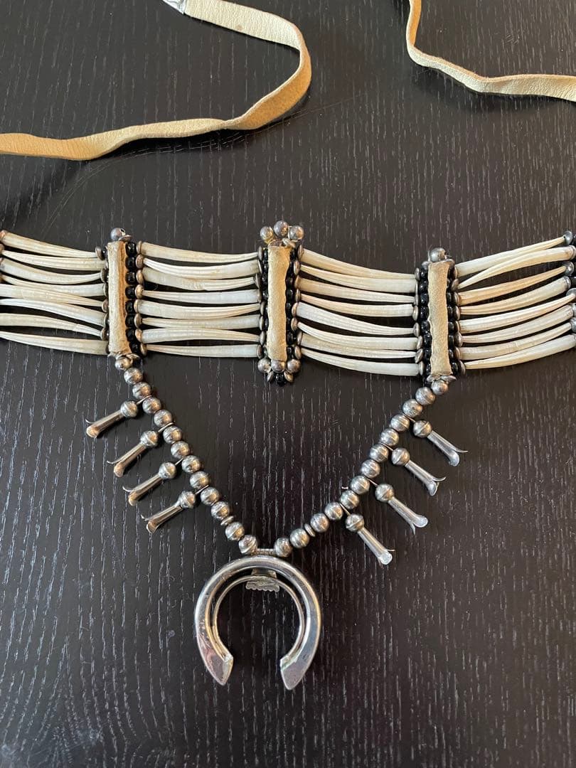 作家物 シルバー925 珊瑚 ボーンチョーカー