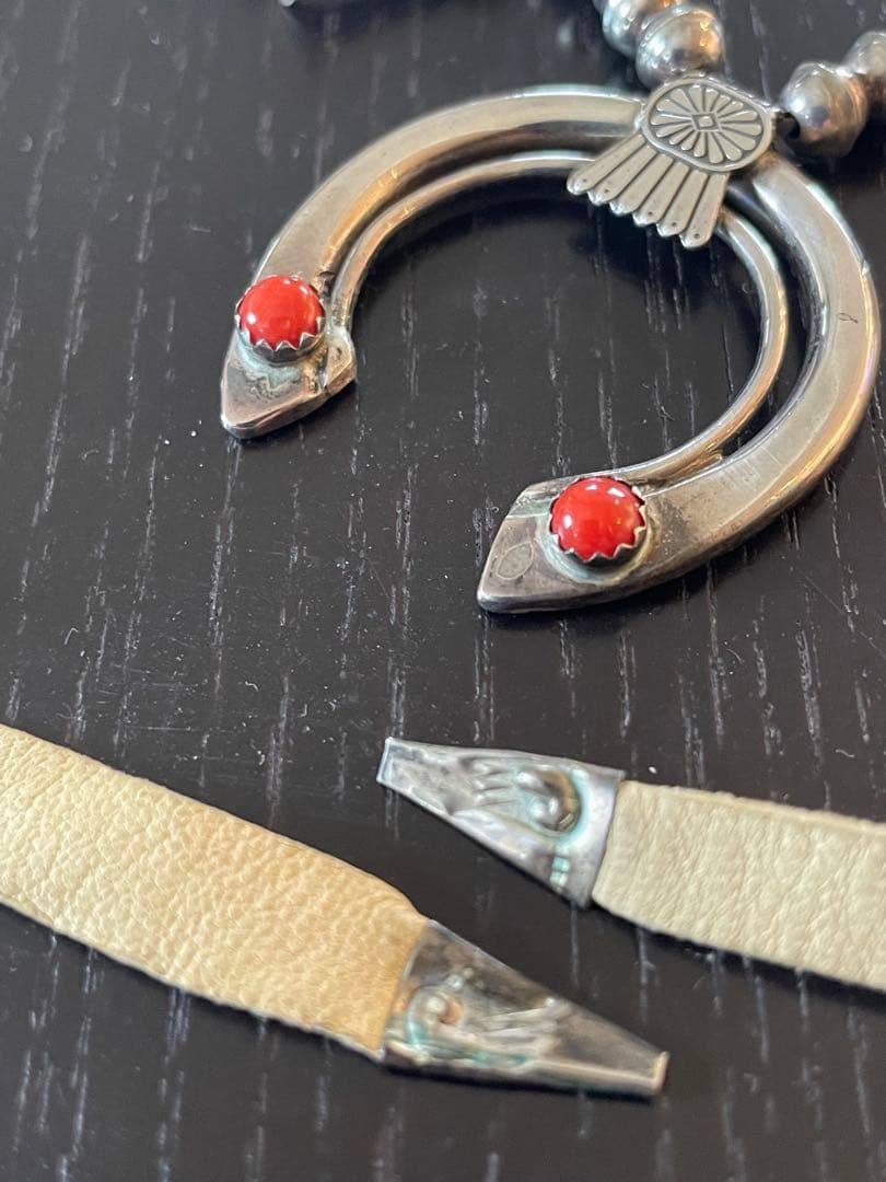 作家物 シルバー925 珊瑚 ボーンチョーカー