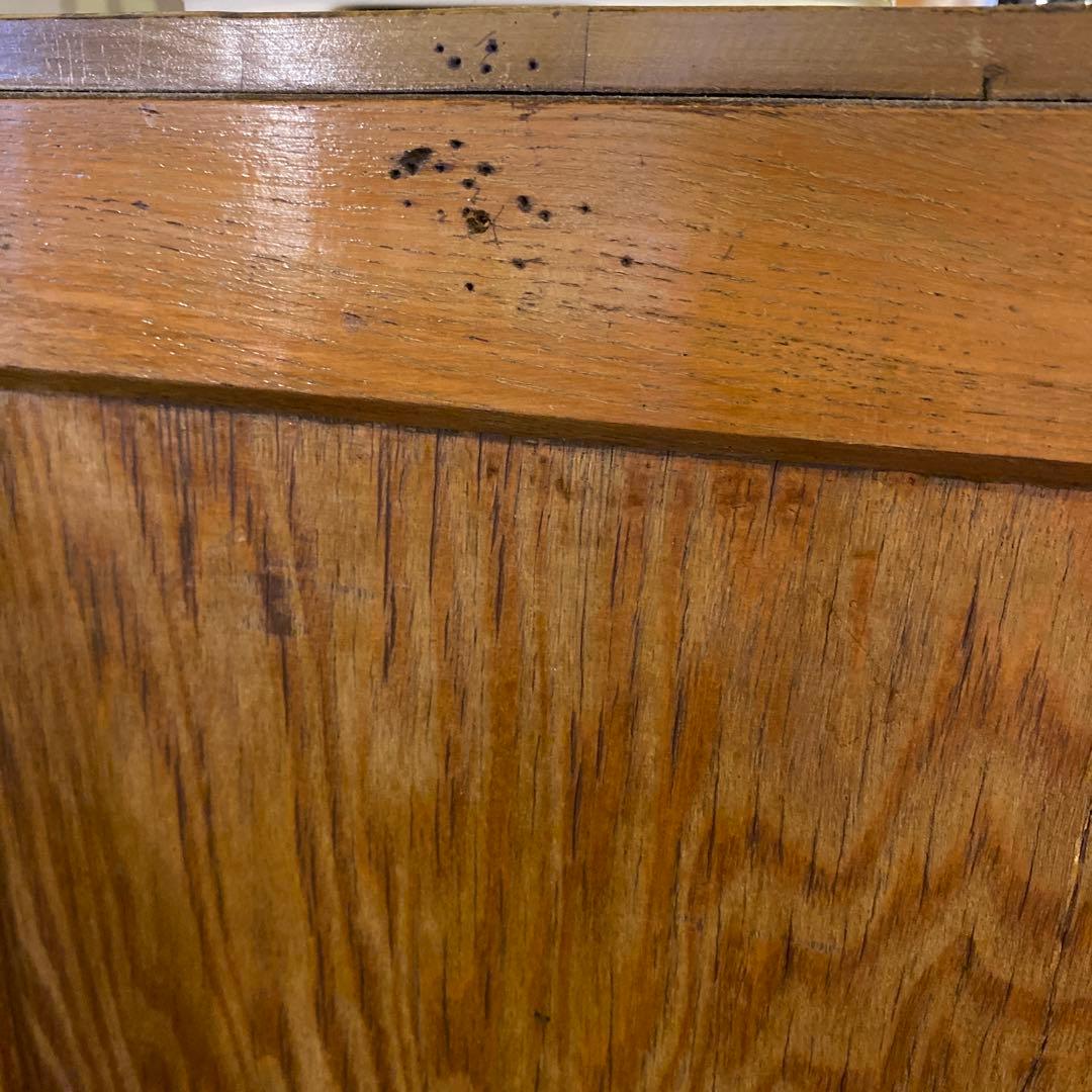 無垢材　モールガラス　水屋箪笥　昭和レトロ