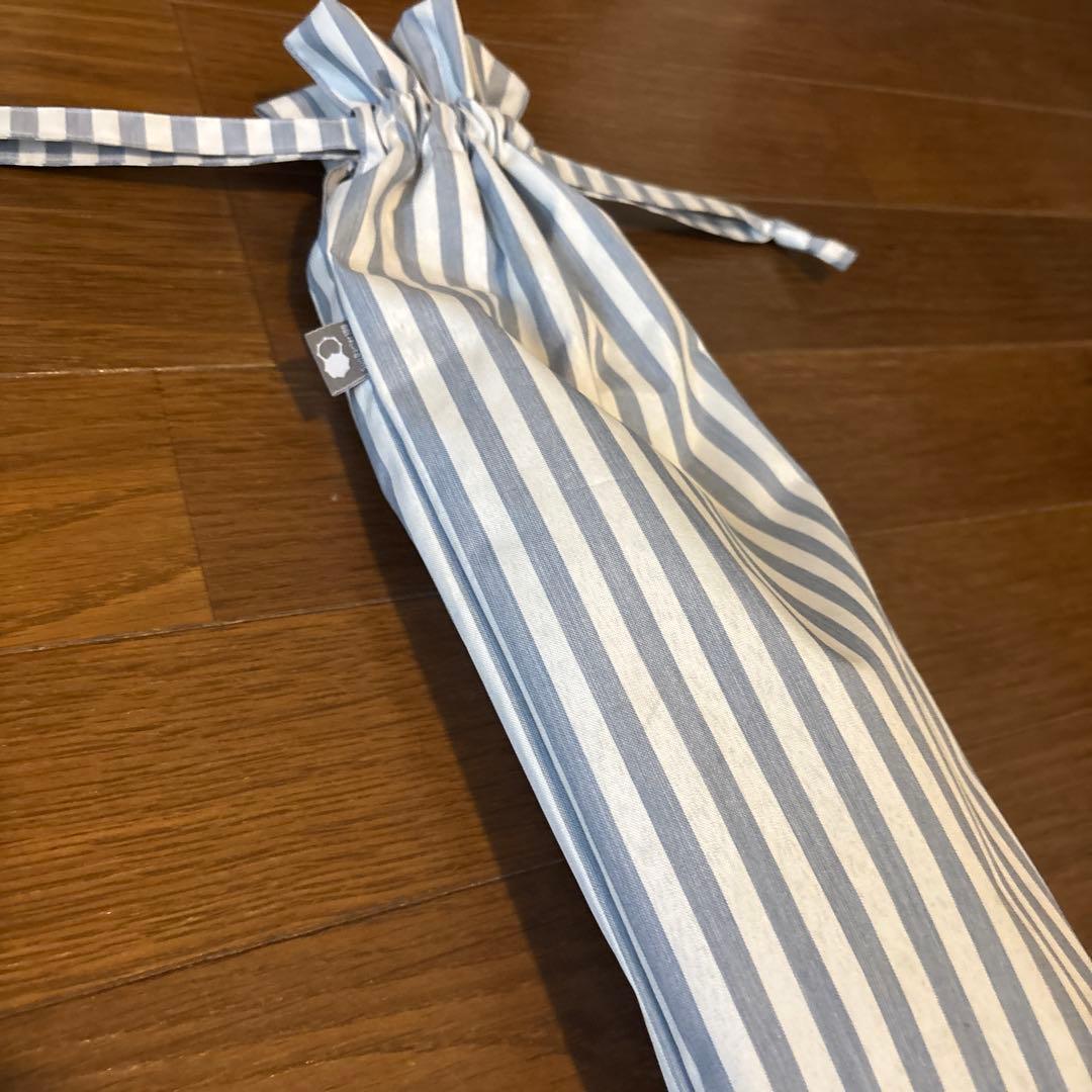 折りたたみ日傘３段折 ストライプ(青＆白)