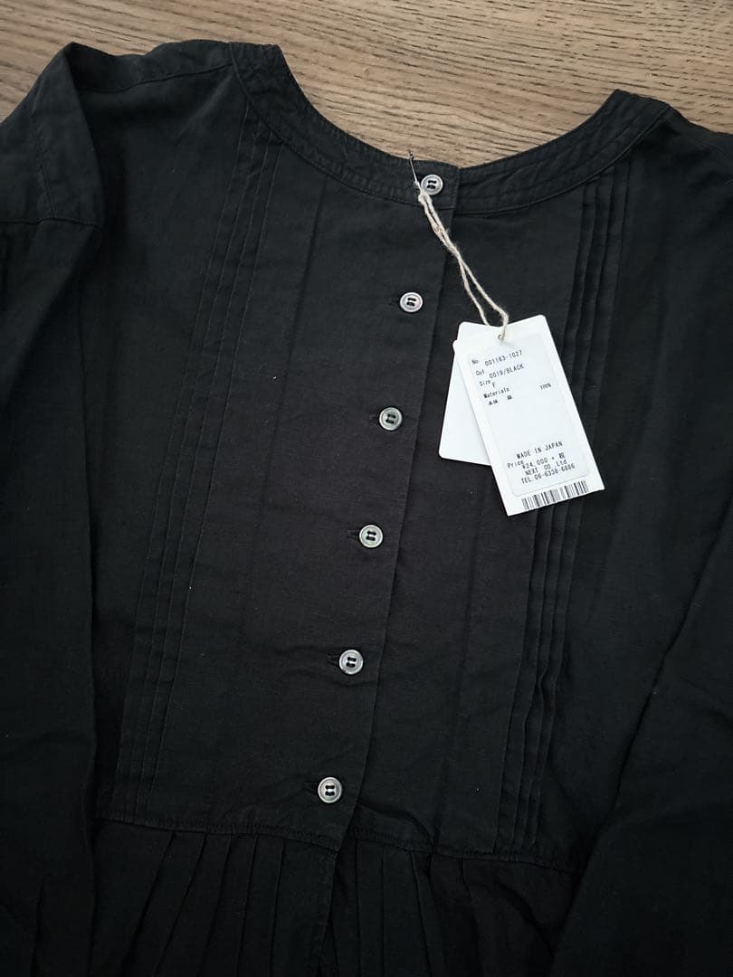 nest Robeリネンミルフィーユタックブラウス リネン 100% ブラック