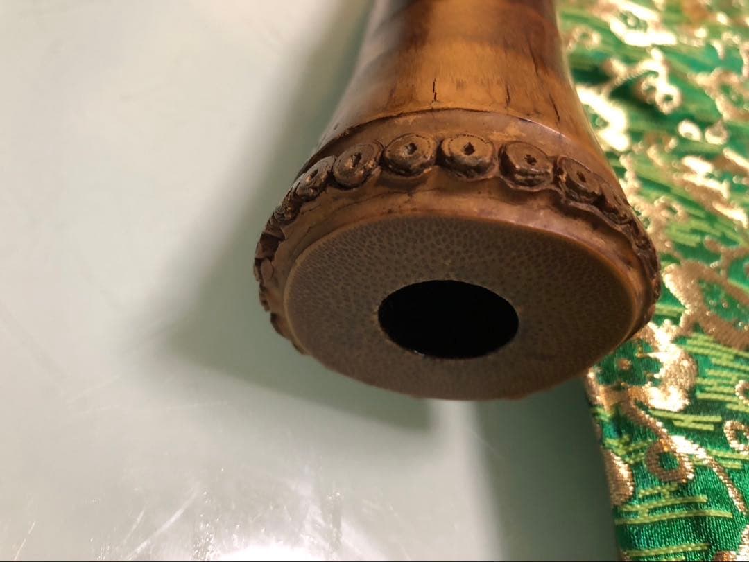 尺八本体 管楽器 雅楽 和楽器 竹製 5穴 約55cm ケース付き