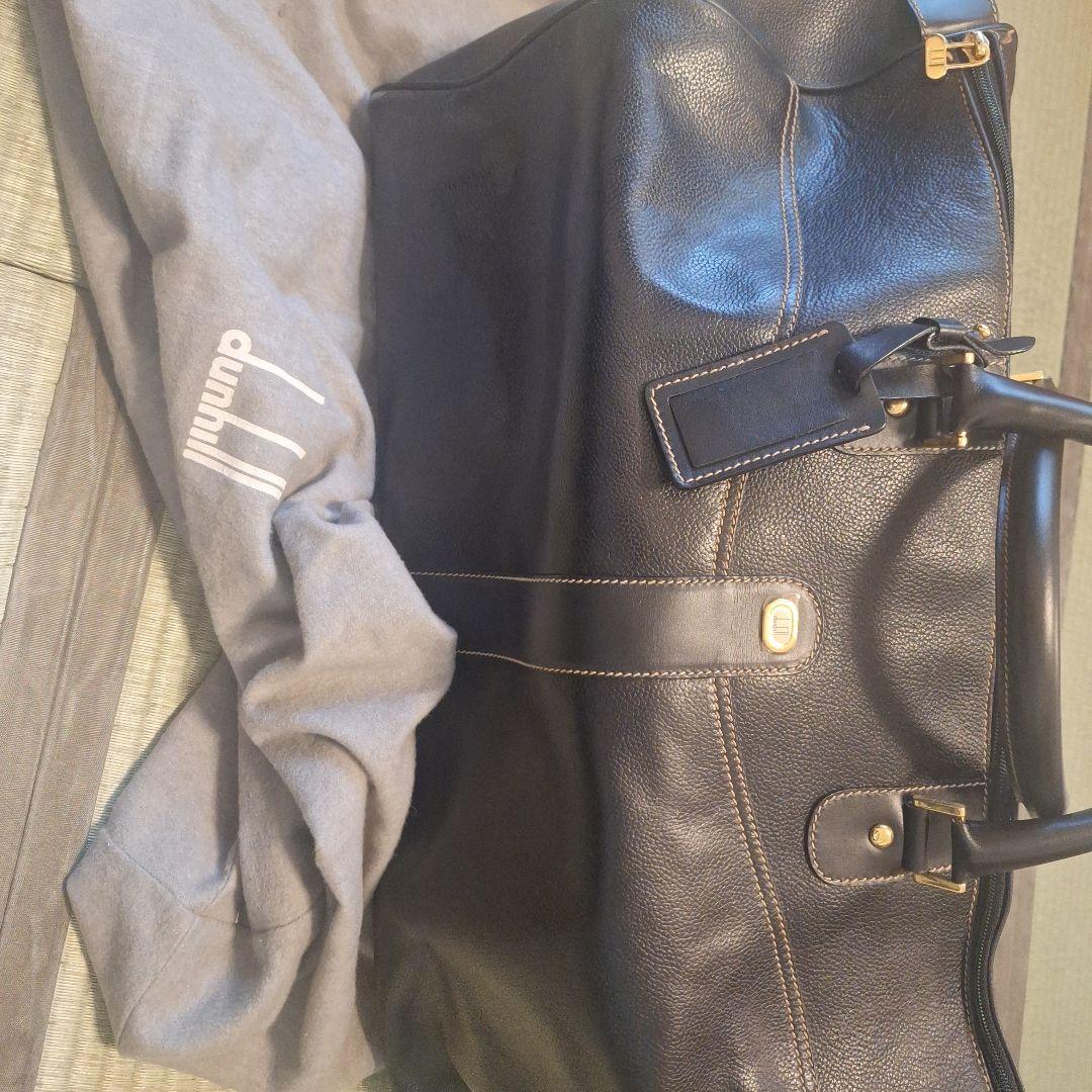 dunhill 黒 レザー ボストンバッグ