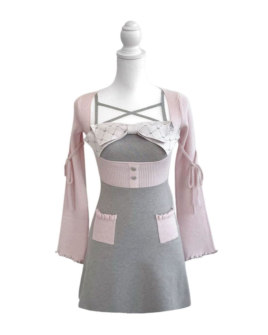 【新品タグ付き】HONEYMEW Bigリボンアンサンブルワンピース